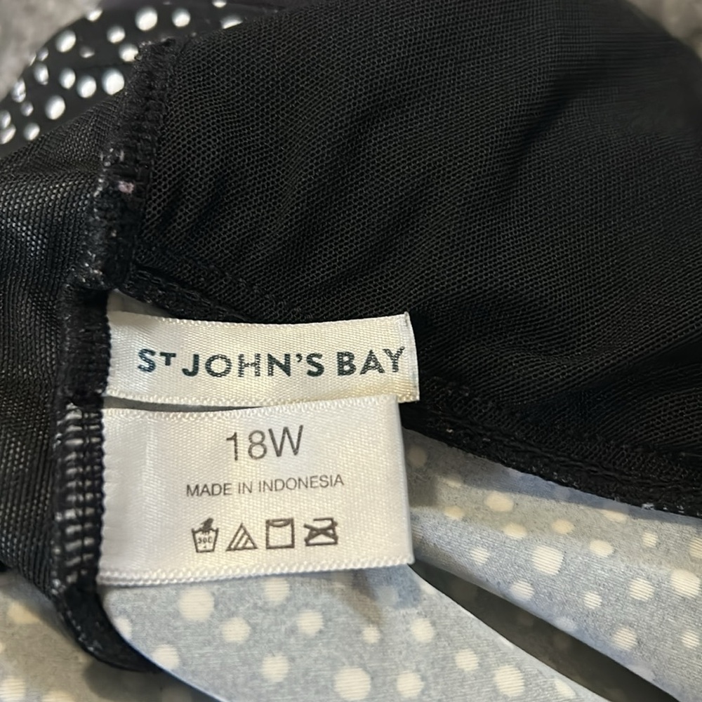 St. John's Bay Black and White Polka Dot Camisole. Bathing suit top. - Picture 2 of 2